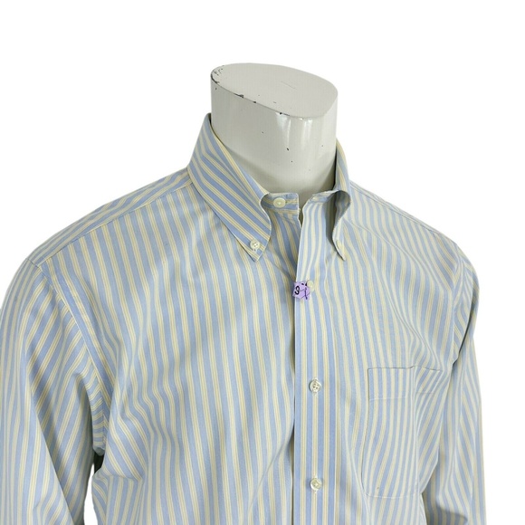 Brooks Brothers Blue Striped Dress Shirt Men 16-34 - Picture 6 of 8